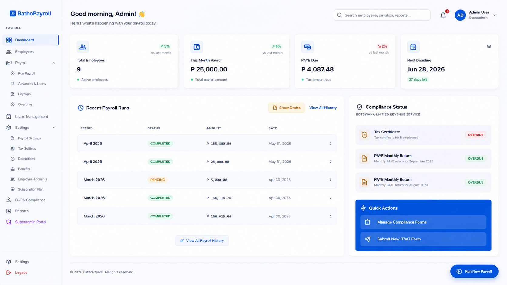 BathoPayroll offers a 3-day free trial with no credit card